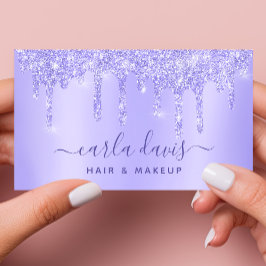 Cartão De Visita Artista de Maquiagem Purple Drips Sparkle Lash Sal