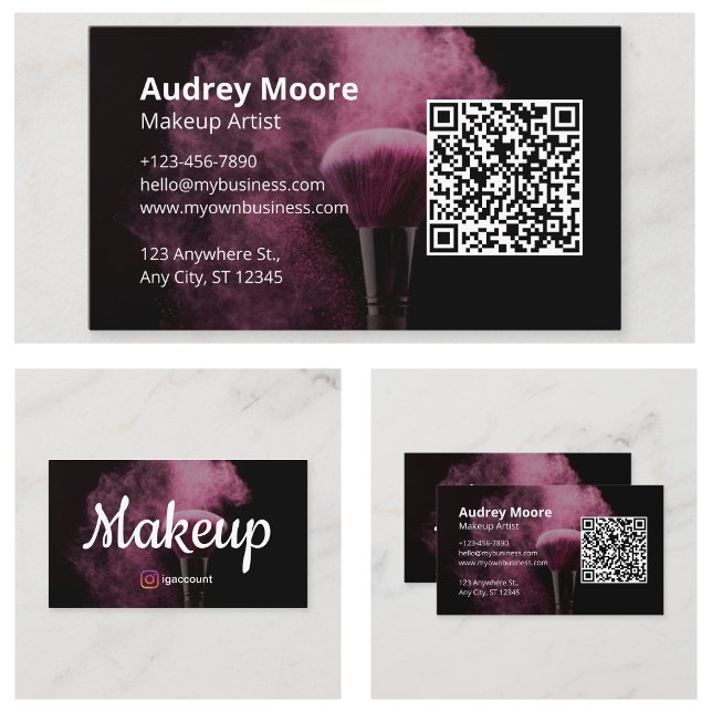 Cartão De Visita Artista de maquiagem rosa (Pink Makeup Artist Business Card
)
