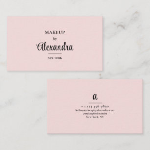 Cartão De Visita Artista de Maquiagem Rosa Bege Elegante Assinatura