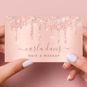 Cartão De Visita Artista de Maquiagem Salão de Cílios Brilho Rose G