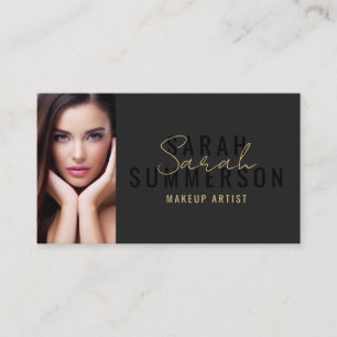 Cartão De Visita Artista de Maquiagem Stylish Preto Salão de Beleza