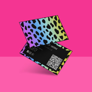 Cartão De Visita Artista de maquilhagem Código QR holográfico color
