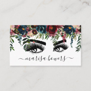 Cartão De Visita Artista de maquilhagem Linda Beleza Olho Borgonha 