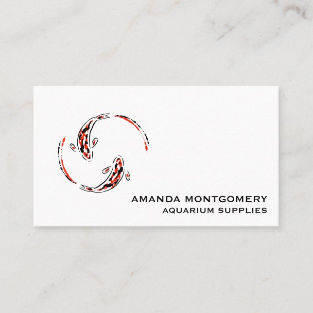 Cartão De Visita Artista de Peixe Koi Negro e Vermelho (Frente)