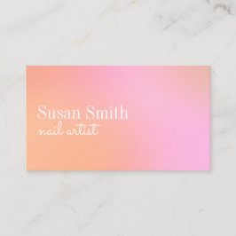 Cartão De Visita Artista de prego rosa e laranja com gradiente bril