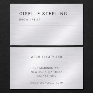 Cartão De Visita Artista de Sobrancelhas Silver Metallic Profission