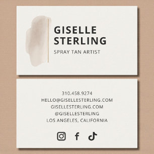 Cartão De Visita Artista de Spray Tan Bege Neutro Aquarela