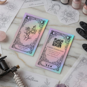 Cartão De Visita Artista de Tatuagem Mística Vintage