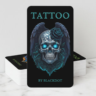 Cartão De Visita Artista de Tatuagem Moderna Estúdio de Tatuagem Ca
