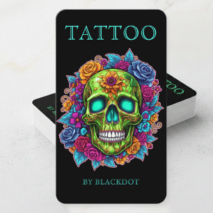 Cartão De Visita Artista de Tatuagem Moderna Loja de Tatuagem Mídia