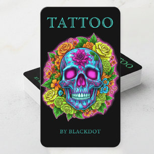 Cartão De Visita Artista de Tatuagem Moderna Loja de Tatuagem Tatua