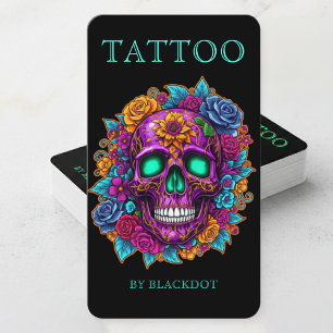 Cartão De Visita Artista de Tatuagem Moderno Mídia Social Tatuagens