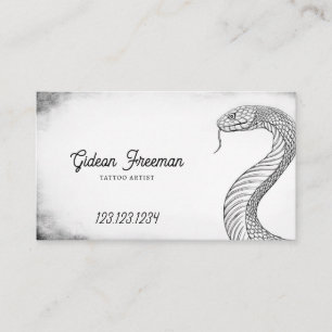 Cartão De Visita Artista de Tatuagem na moda Black and White Cobra