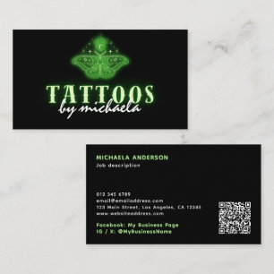 Cartão De Visita Artista de Tatuagem Neon Místico Celestial Maripos