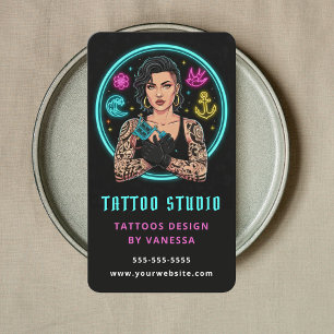 Cartão De Visita Artista de Tatuagem Profissional Marca de Tatuador