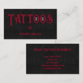 Cartão de Visita Artista de Tatuagem Vermelho Pret