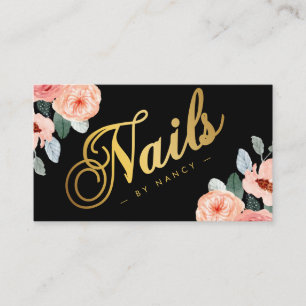 Cartão De Visita artista de unha de manicure floral feminina