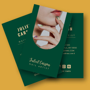 Cartão De Visita Artista de Unhas Arco Verde Esmeralda Foto Unhas S