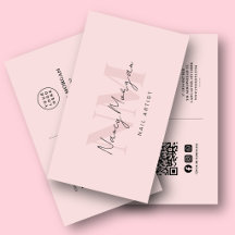 Artista de Unhas Blush Rosa Monograma Código Qr Lo
