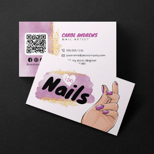 Cartão De Visita Artista de Unhas com Glitter Glam Gold Técnica de 