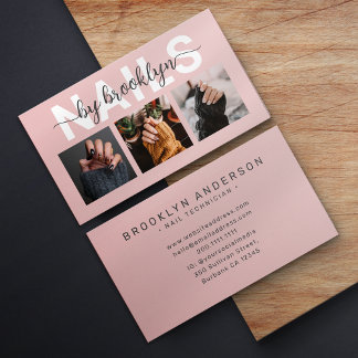 Cartão De Visita Artista de unhas da tipografia fotográfica moderna