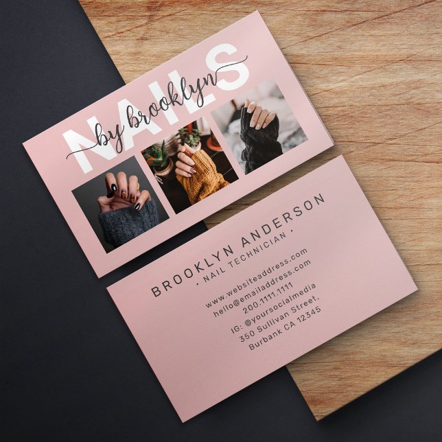 Cartão De Visita Artista de unhas da tipografia fotográfica moderna (Criador carregado)