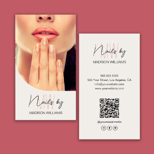 Cartão De Visita Artista de unhas de fotos do logotipo monograma