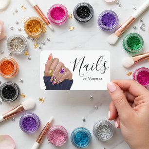 Cartão De Visita Artista de Unhas Elegante Marca de Técnico de Unha