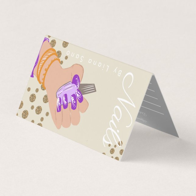 Cartão De Visita Artista de Unhas Glow Script Compromisso Desenhado (Frente)