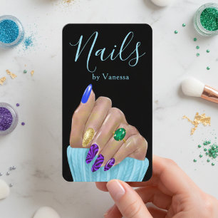 Cartão De Visita Artista de Unhas Limpo Código QR Técnico de Unhas