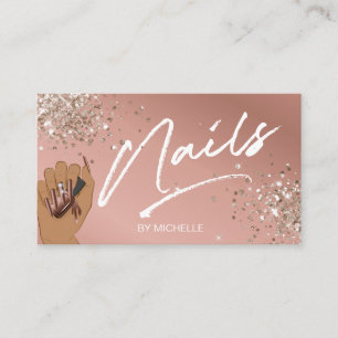 Cartão De Visita Artista de unhas moderna da Tendy Glitter Rosa Blu