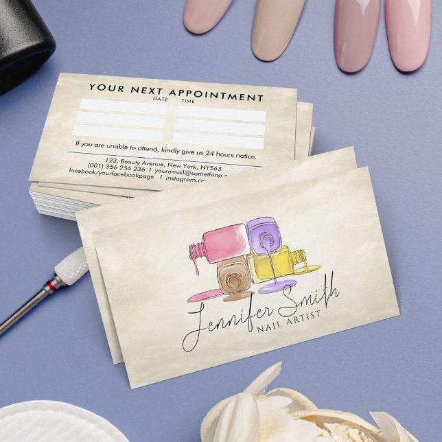 Cartão De Visita Artista de unhas - Pastas de arte aquáticas (Criador carregado)