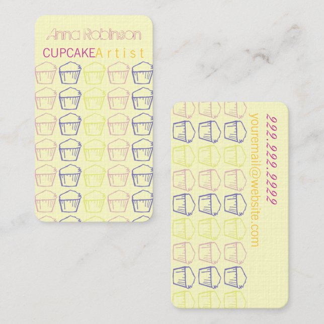 Cartão De Visita Artista do cupcake (Frente/Verso)