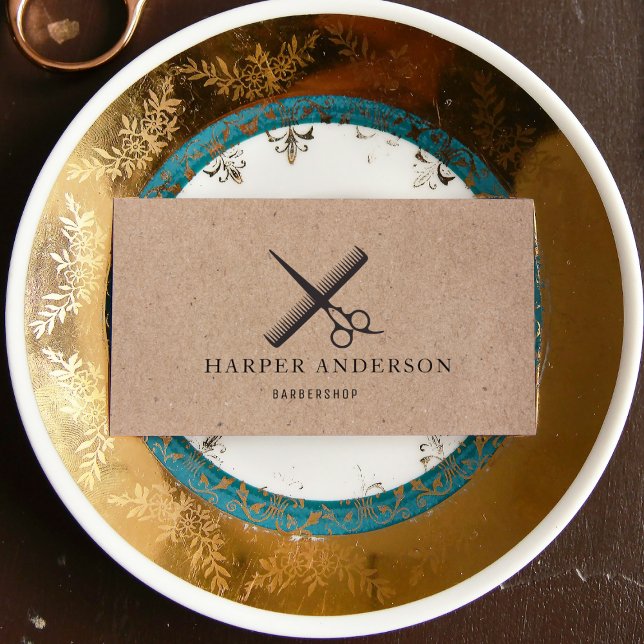 Cartão De Visita Artista do Kraft Beauty Hair Studio Professional (Criador carregado)