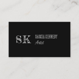 Cartão De Visita Artista do Monograma Profissional de Script Branco