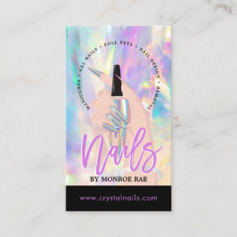 Cartão De Visita Artista do Nail Technician Salon Holographic Busi