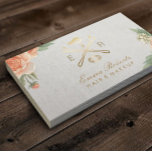 Cartão De Visita Artista Dourado e Secador - Vintage Floral<br><div class="desc">Cartões de visitas Dourados Artistas E Secadores Vintage Floral Beauty Salon</div>