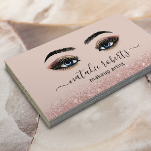 Cartão De Visita Artista Dourado Eyelash Rosa Dourado Glitter Salon