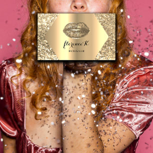 Cartão De Visita Artista Dourado profissional permanente de maquiag