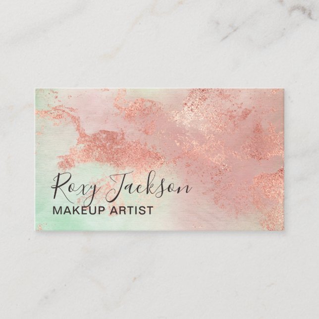 Cartão De Visita Artista elegante de fabricação de rosa dourada (Frente)