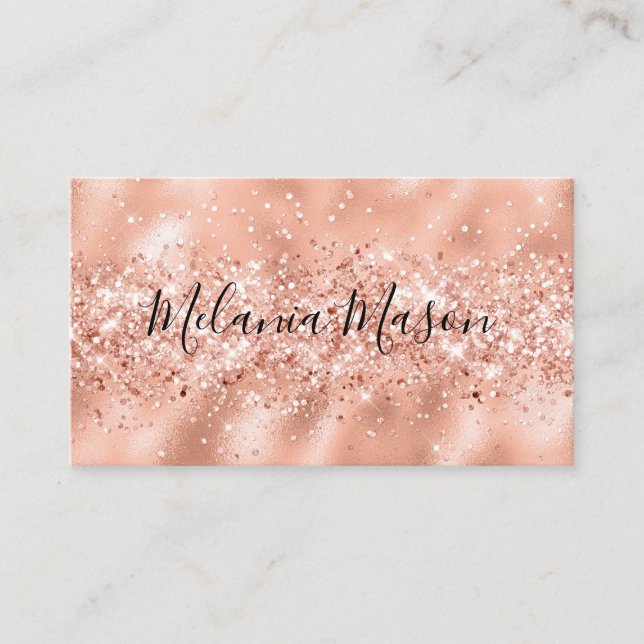 Cartão De Visita Artista Elegante de Maquiagem de Glitter Dourada d (Frente)