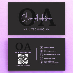 Cartão De Visita Artista Especialista em Escória de Código QR Roxo
