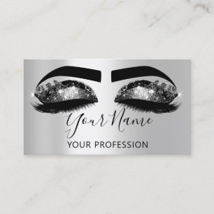 Cartão De Visita Artista Eyelash Microblading Silver Black