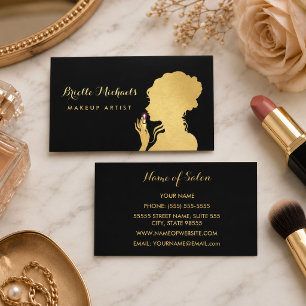 Cartão De Visita Artista Faux Dourada Mulher Rosa Glitz Lipstick