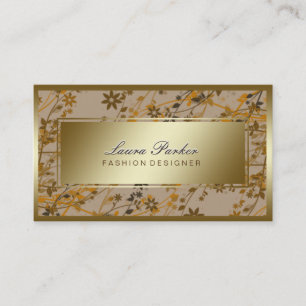 Cartão De Visita Artista Floral Makeup Hair Stylist Dourada Vintage