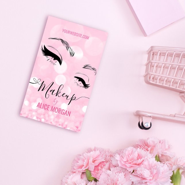 Cartão De Visita Artista Glamor Bokeh Sequin QR (Criador carregado)