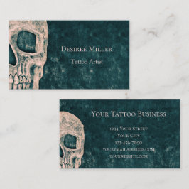 Cartão De Visita Artista Gótico de Tatuagem Verde Beige Verde Cheia