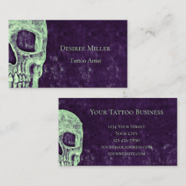 Cartão De Visita Artista Gótico de Tatuagem Verde Roxo-Roxo de Meta