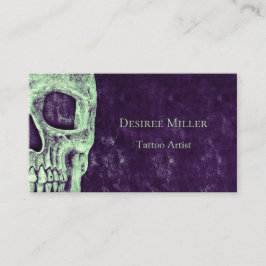 Cartão De Visita Artista Gótico de Tatuagem Verde Roxo-Roxo de Meta
