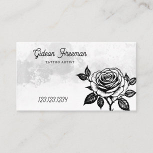 Cartão De Visita Artista Grunge Black & White Rose Tattoo